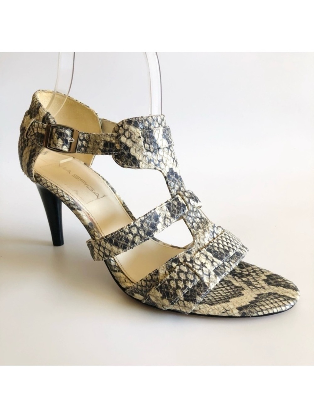 Via Spiga Hilda Snake Embossed T-Strap Sandal